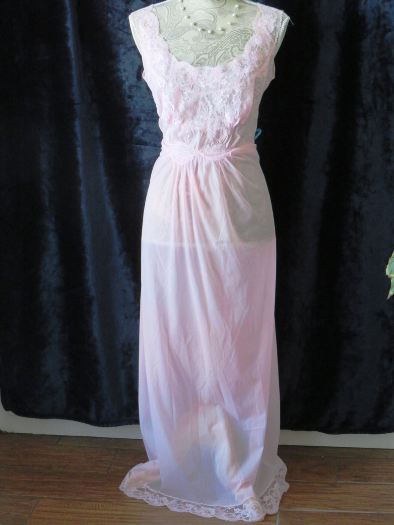 1950s Long Sheer Light Pink Nightgown by Vanity Fair Size 34 - Etsy