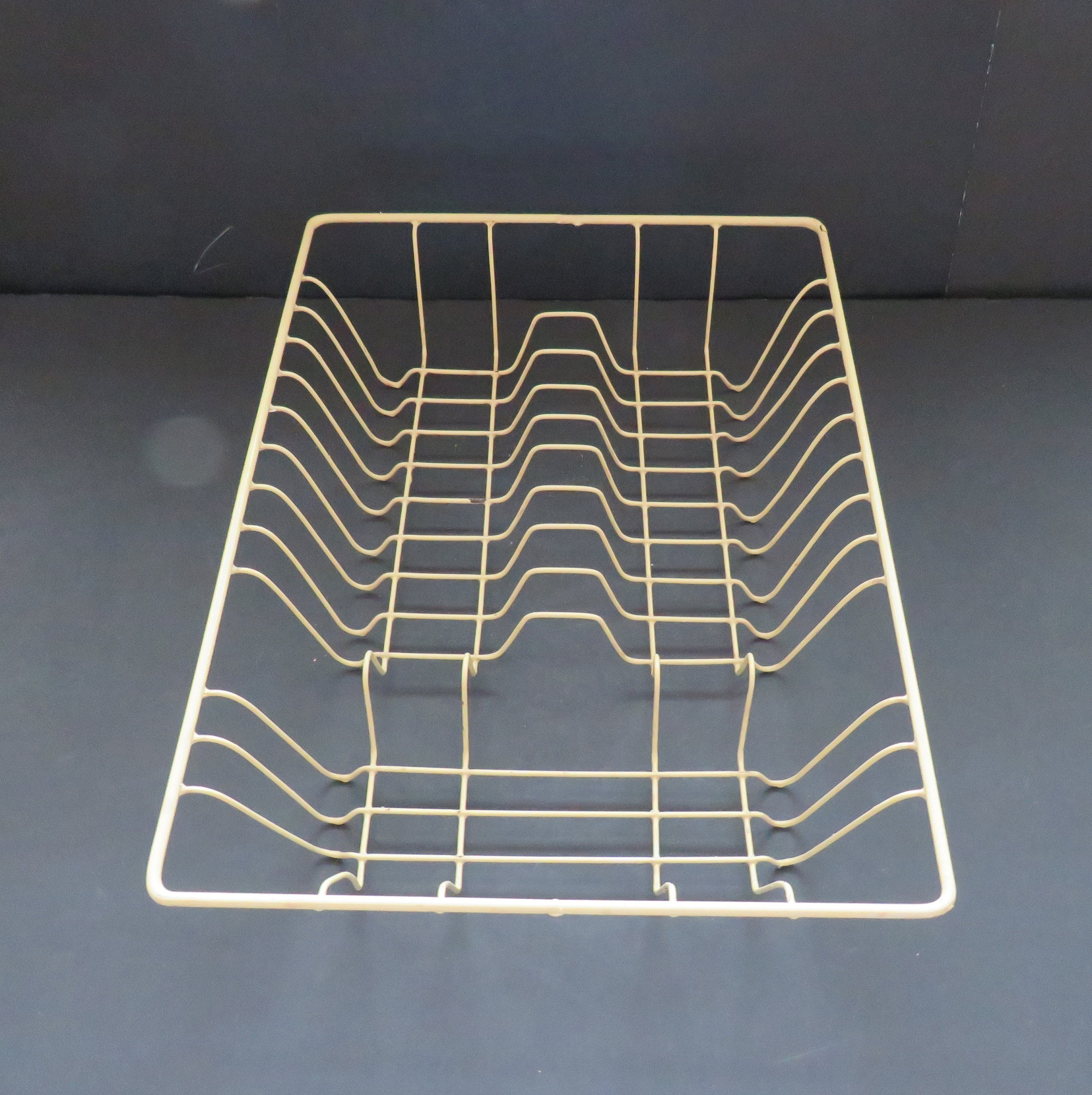 1970s Large Vintage Dish Drainer Yellow Gold Vinyl Coated Metal
