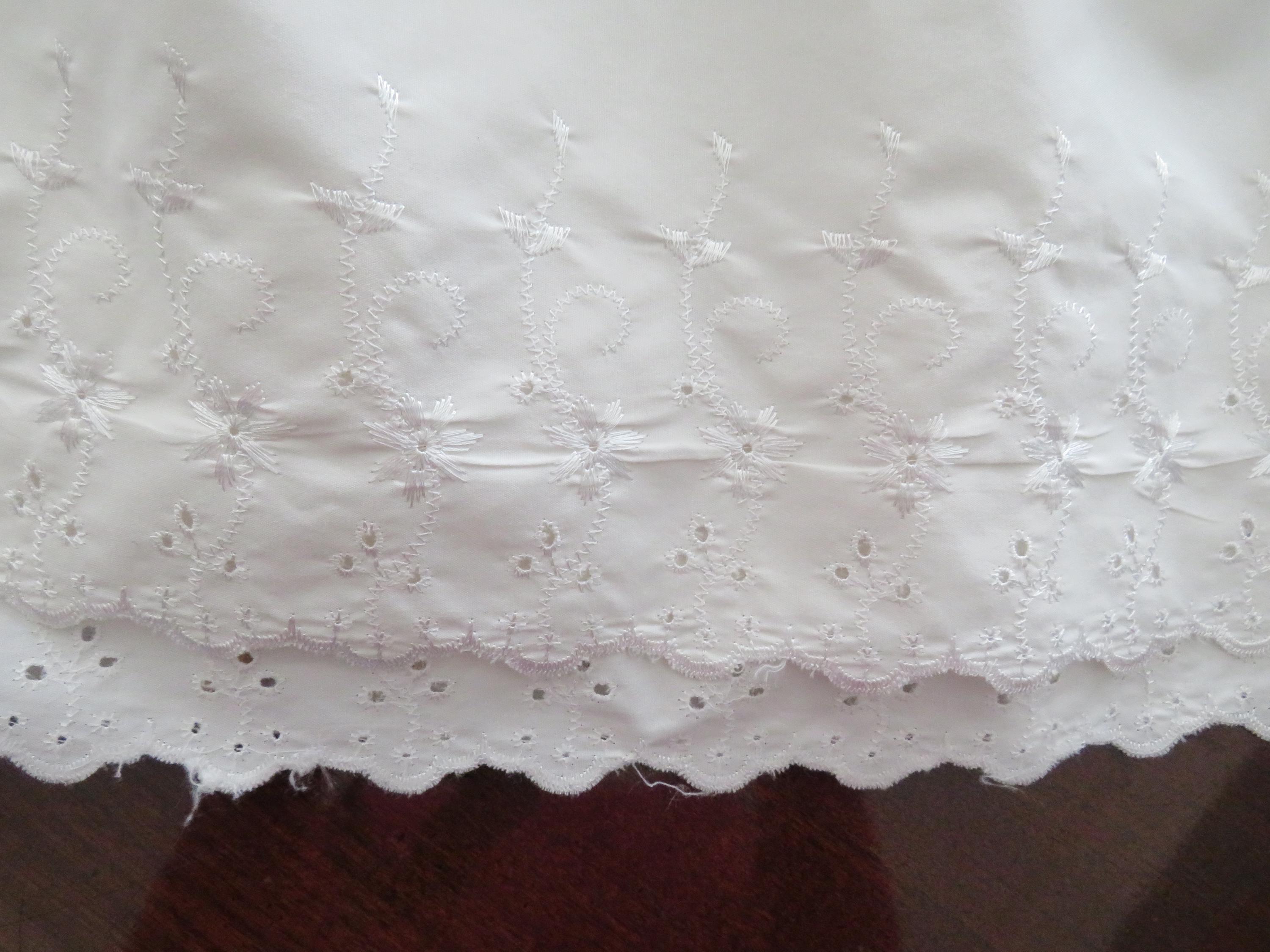 Vintage QUEEN Dust Ruffle - off White Embroidered Eyelet Bedskirt ...