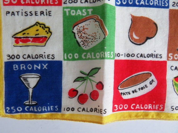1960s Vintage Calories Handkerchief - 60 Colorful… - image 3