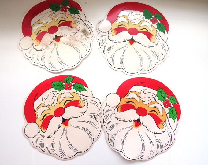 FOUR Vintage Santa Vinyl Christmas Placemats by Town & Country