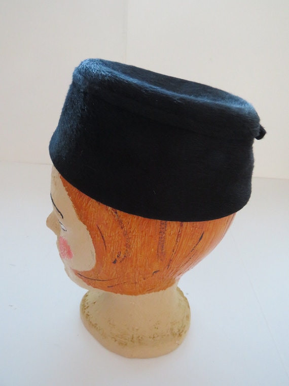 1950s Black Pill Box Chante Hat by Schachter New … - image 3