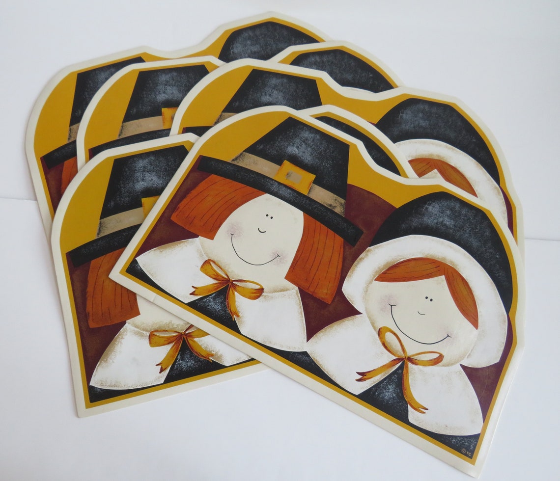 1980s Vinyl Thanksgiving Placemats by TC Set of 5 Man Etsy