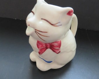 1950s Puss n Boots Creamer by Shawnee - Smiling Kitty Cat Creamer - Small Pottery Creamer - Collectible Figurine - Kitchen Decor Gift