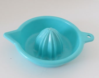 Espremedor de plástico TURQUESA vintage dos anos 1950 - Espremedor de frutas Lustro Ware - Decoração de cozinha dos anos 1950 - Utensílios domésticos de cozinha retrô - Colecionáveis