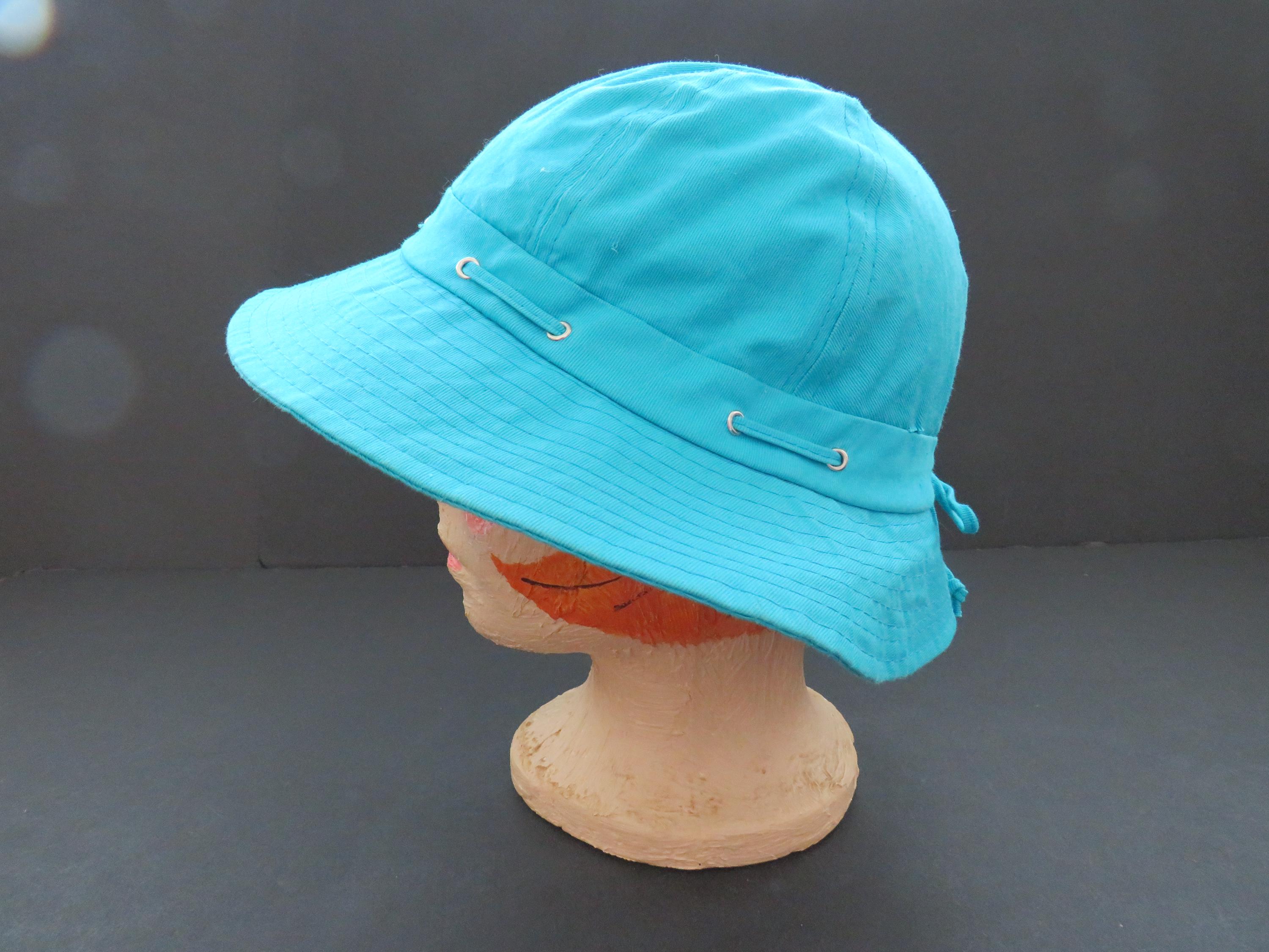 Rare BETMAR White Blue Floral Yellow Trim Tan Inside Reversible Bucket Hat Kids Flip Flop Reversible Bucket Hat | Fun Summer Gear by  main image 2