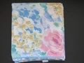 Vintage FULL Double Flat Floral Sheet by Springmaid - Pastel Abstract Blue Pink Yellow Gold Flowers Roses Crocus - English Country Cottage