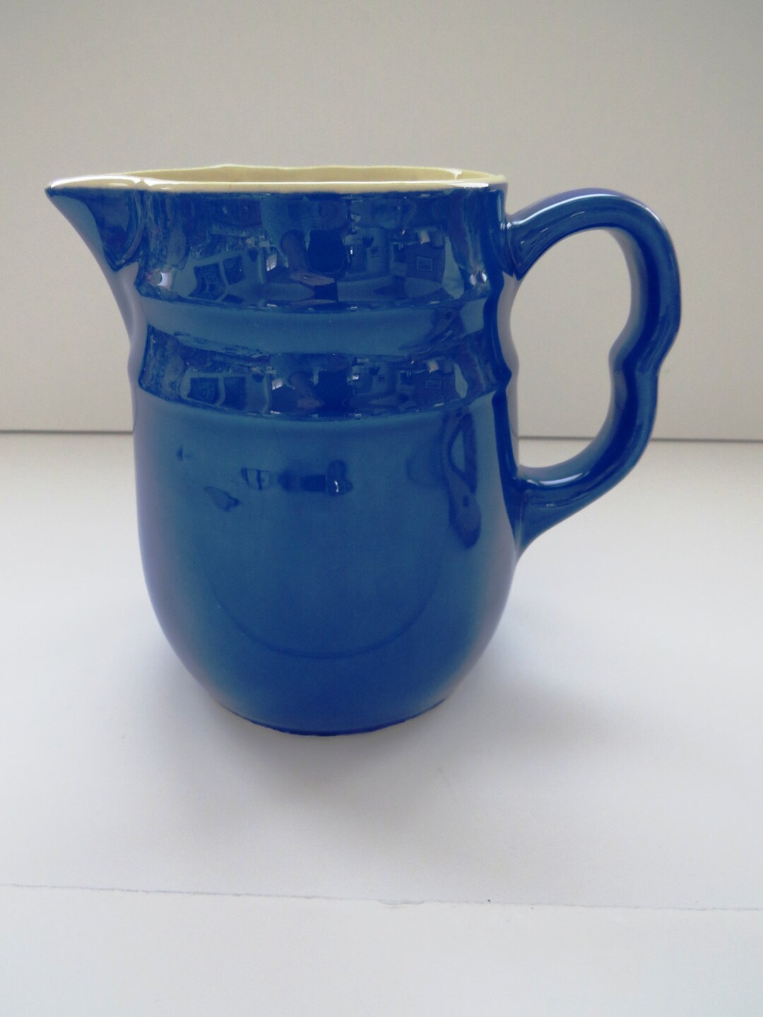 Vintage Cobalt Blue Pitcher Blue and White Kitchen Decor Oxford