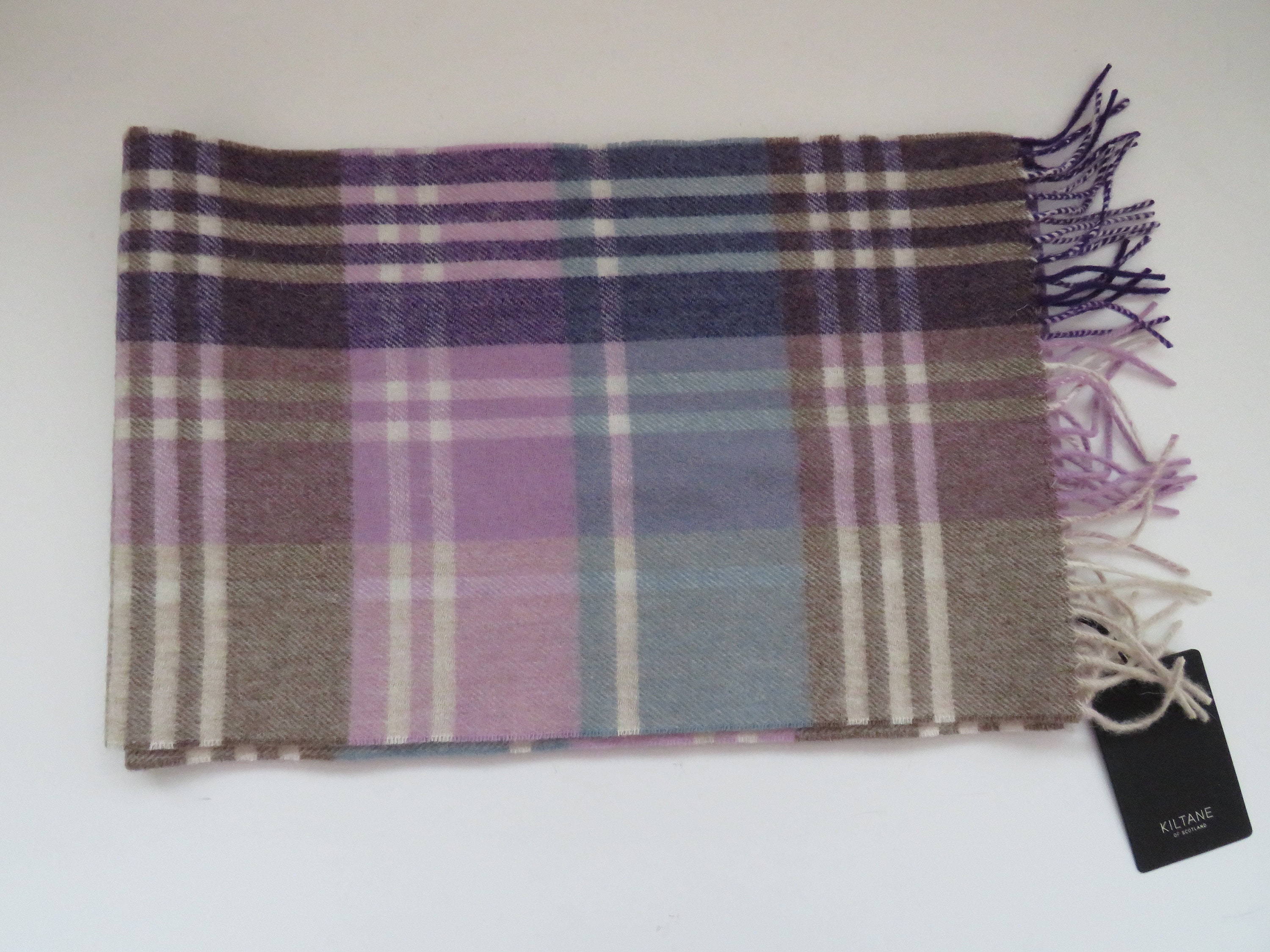 Vintage Unisex Plaid Lambswool Scarf Kiltane of Scotland Long