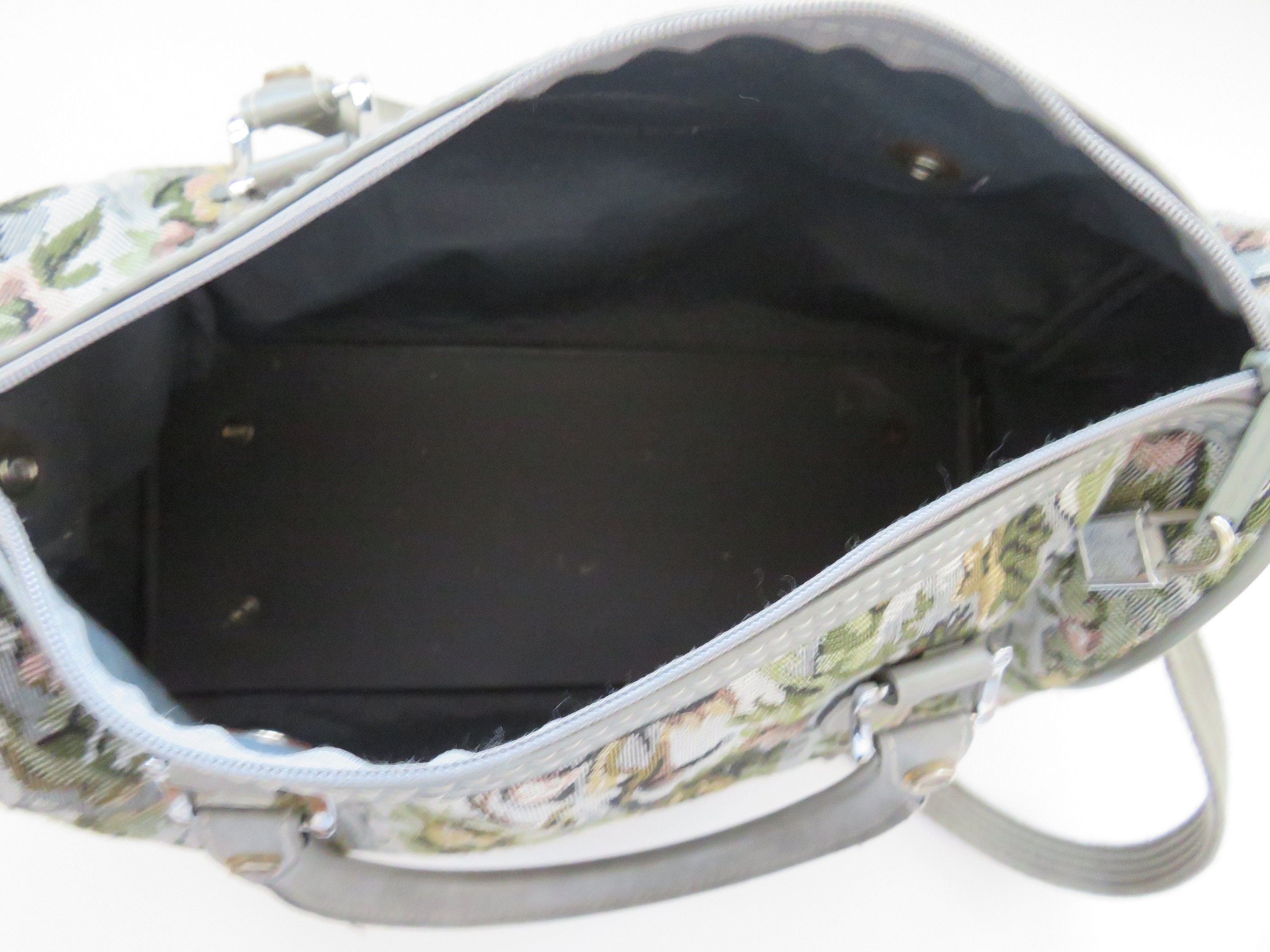 1980s American Flyer Tapestry Travel Bag - Gray Floral Carry