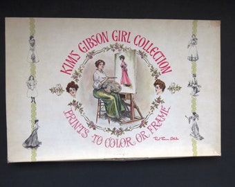 Kims GIBSON GIRLS Collection Prints to Color or Frame - Six Pages in Original Box - 1900s Fashion Historic Illustrations by Charles Gibson