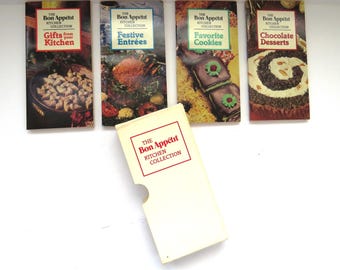 Bon Appetit 1983 Kitchen Cook Book Collection - Set 4 Paperback Cookbooks -Entrees Cookies Desserts Kitchen Gifts - Christmas Cookie Party