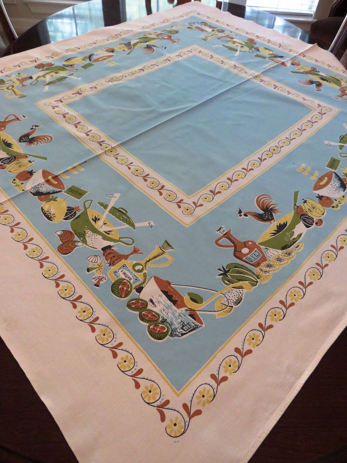 1950s Novelty Conversation Tablecloth Food Preparation Etsy
