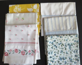 Lot of 6 Vintage Standard Size Floral Pillowcases - Mixed Lot of Singles - Vintage Bedding Linens - Pink Blue Roses - Laura Ashley Others