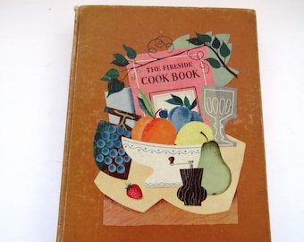 1949 The Fireside Cook Book by James Beard - 1st Ed Hard Cover Antique Vintage Cookbook - Fun Graphics Recipes -  Collectable - Chef Gift
