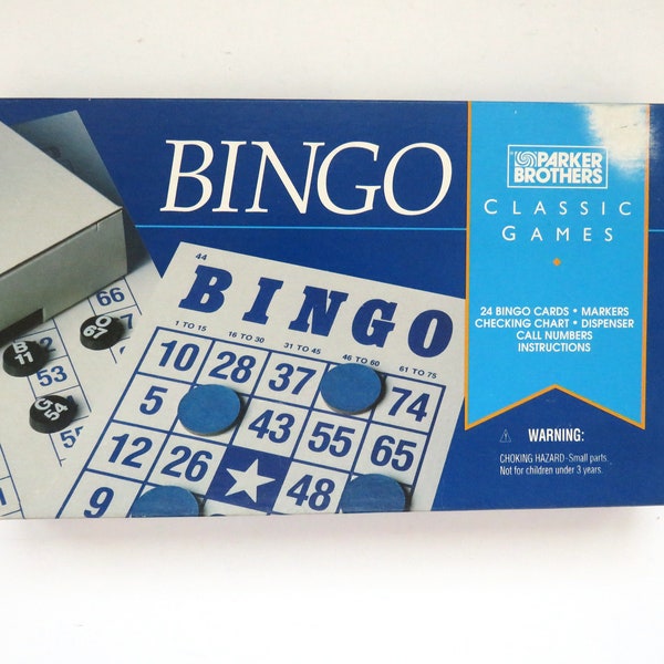 1990s BINGO Game by Parker Brothers - Complete Number Matching Bingo Game - Adults Family Kids Game Night - Vacation Toys Games - NEW - Gift