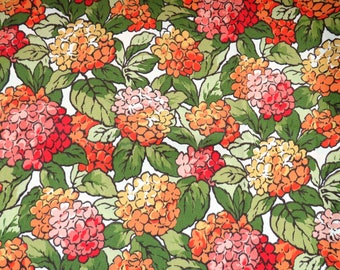 7.7 Yards Floral Upholstery Fabric by Better Homes Gardens - Retro Mod Hydrangea Flowers Orange Yellow Pink Red - Arts Crafts Sewing Fabric