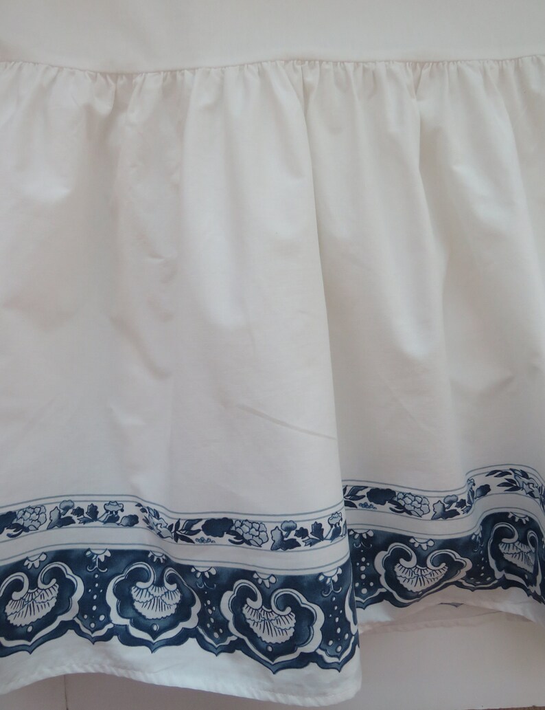 Ralph Lauren TWIN Dust Ruffle Jonquil Border on Solid White Etsy