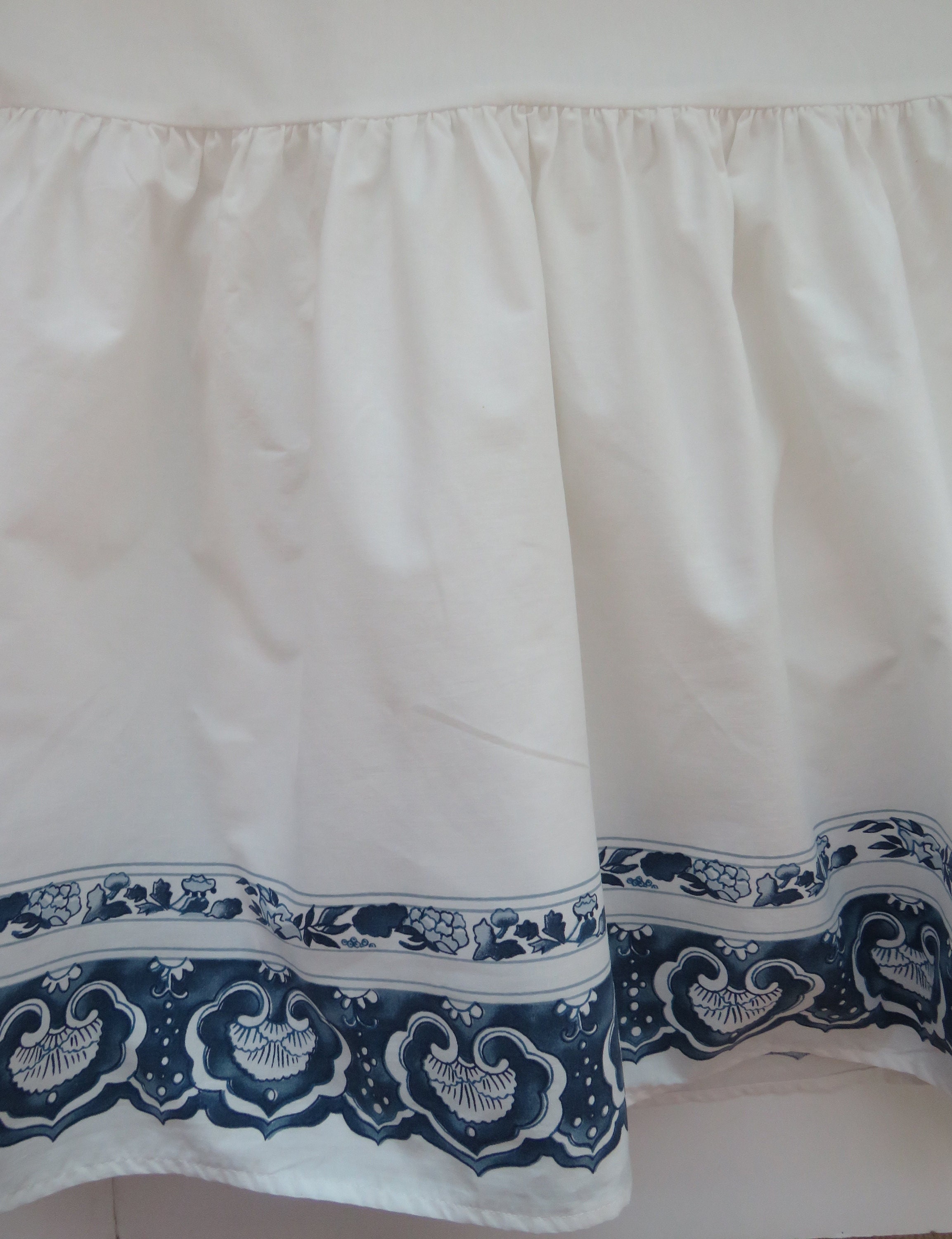 Ralph Lauren TWIN Dust Ruffle Jonquil Border on Solid White Etsy