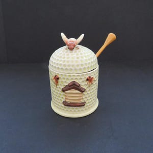 Vasetto per miele vintage con coperchio e mestolo - Set di 3 vasetti per marmellata e confettura - Api, alveare e favo - Regalo