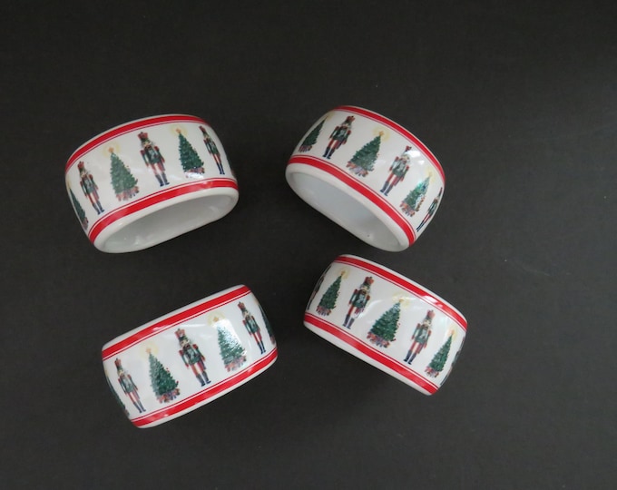 Nutcracker Napkin Rings Set of 4 Porcelain Napkin Holders Christmas