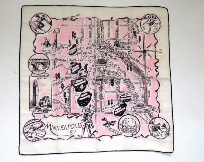 1960s Minneapolis MN State Handkerchief by Hermann City Etsy