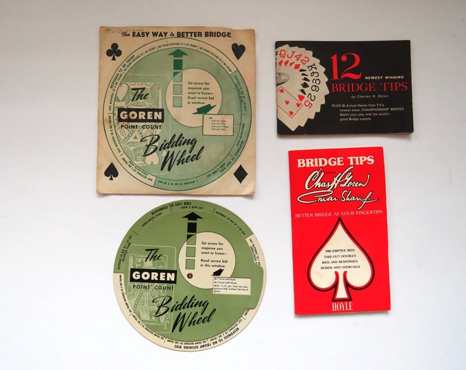 1954 Charles Goren Point Count Bridge Game Bidding Wheel and Pamphlets