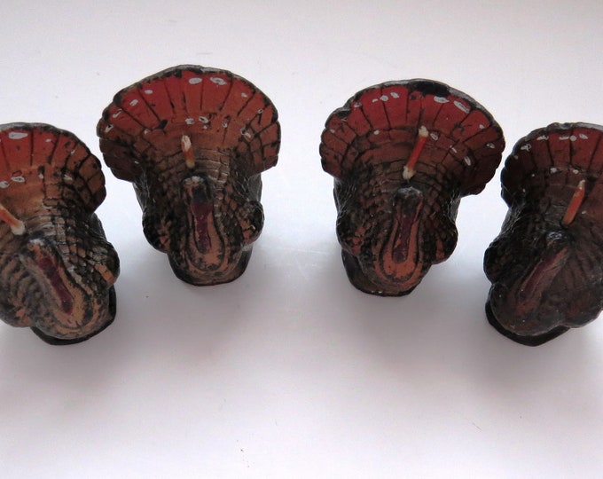 1950s Small GURLEY Turkey Candles Four Thanksgiving Candles Etsy
