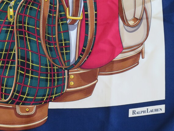 Large Golf Theme Silk Scarf by Ralph Lauren - Gol… - image 4