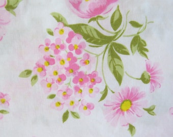 CUSTOM SIZE Pink Floral Duvet Cover and Sham - Farmhouse Cottage Shabby Chic Bedding - Arts Crafts Fabric Material