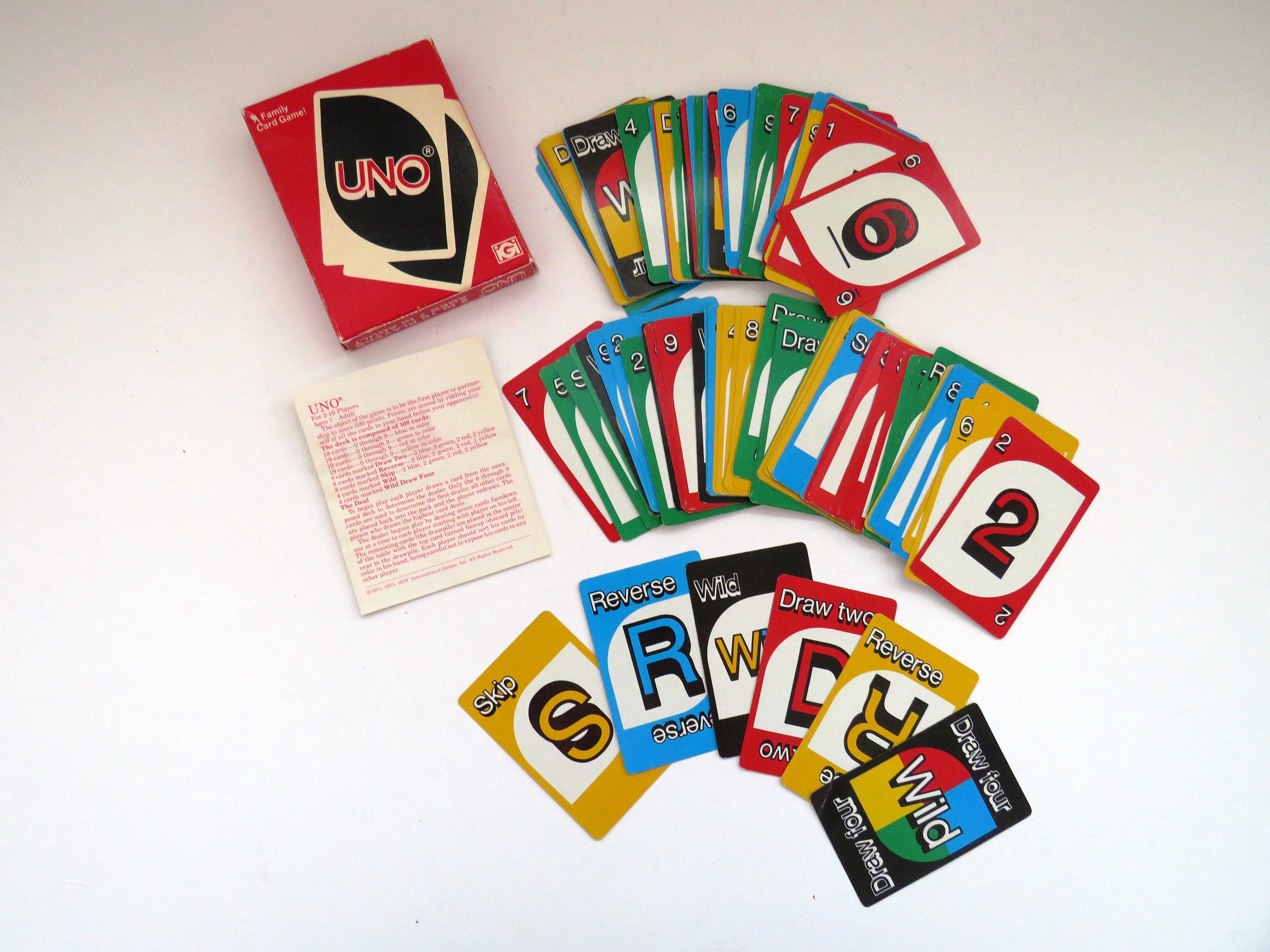 UNO Card Game with Original Box & Instructions COMPLETE 2 Sets of VTG*  1973+1979