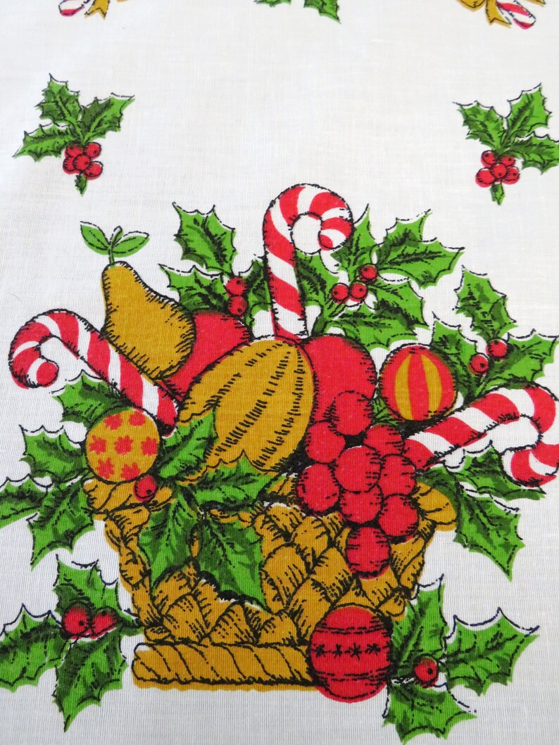 1970s Retro Christmas Tablecloth Santa Claus Candy Canes - Etsy