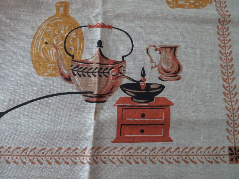 1950s SQUARE Novelty Tablecloth by Victory KB Cozy Kitchen Etsy