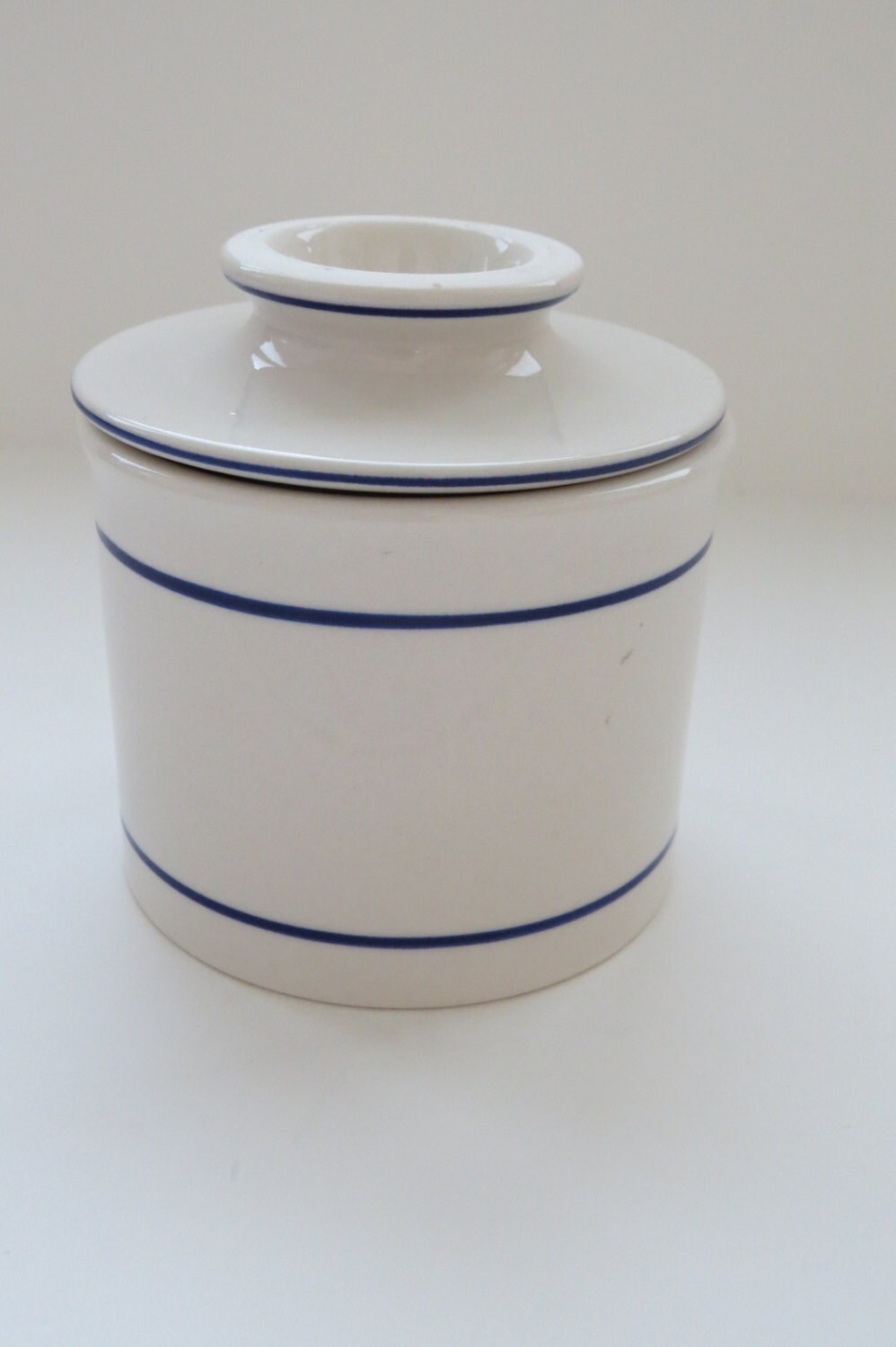 Vintage French Butter Bell Dish Crock White with Blue Etsy