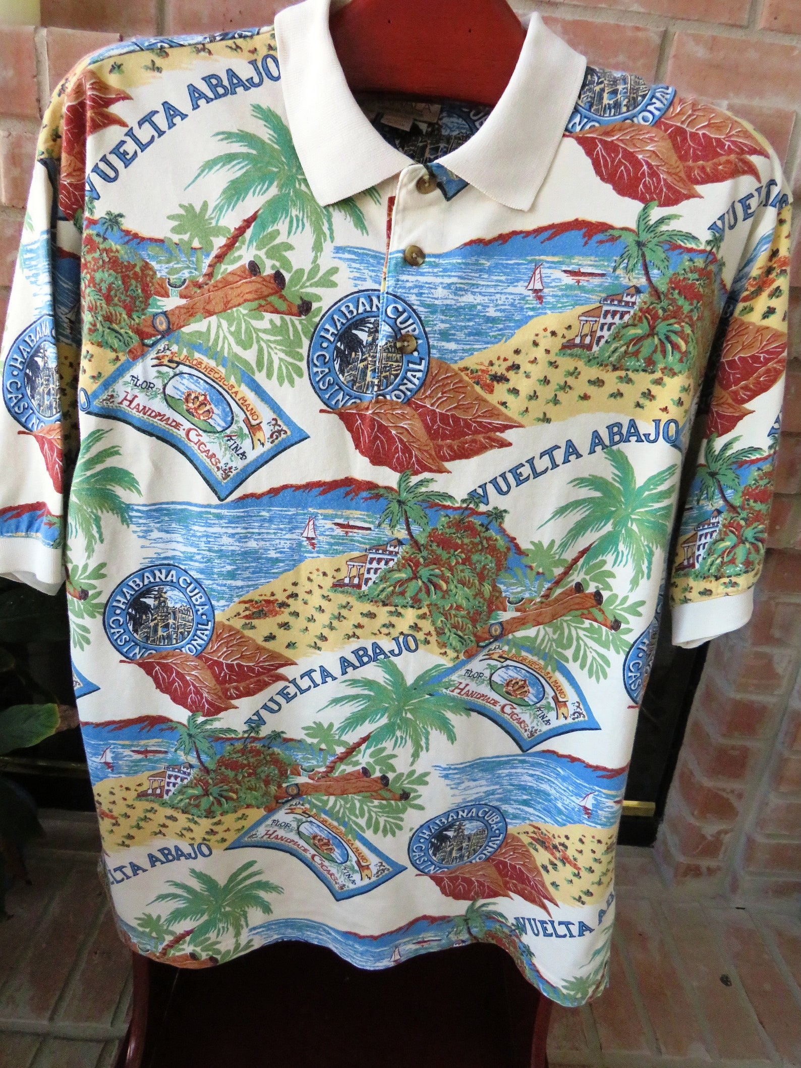 Mens Hawaiian Aloha Polo Shirt by Kahala Size L Cigars | Etsy
