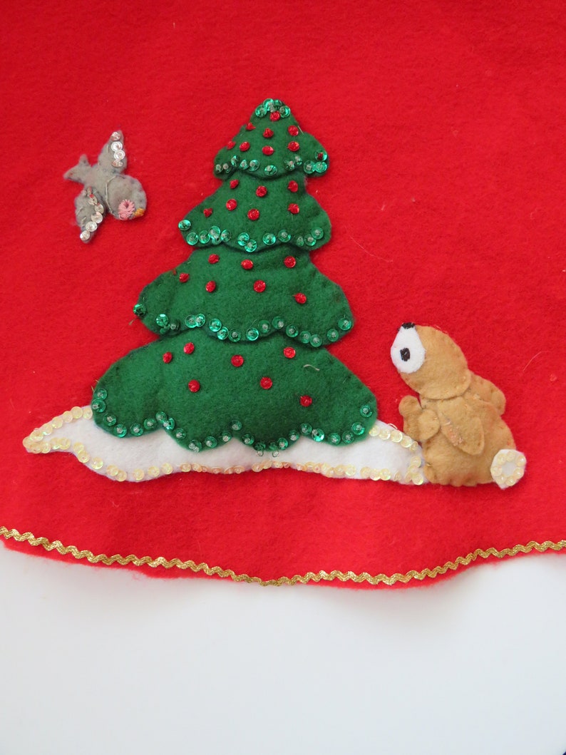 COMPLETED Bucilla Christmas Tree Skirt Woodland Nativity Etsy