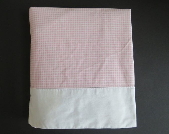 1980s Pink and White Gingham Check QUEEN Flat Sheet by JC Penney