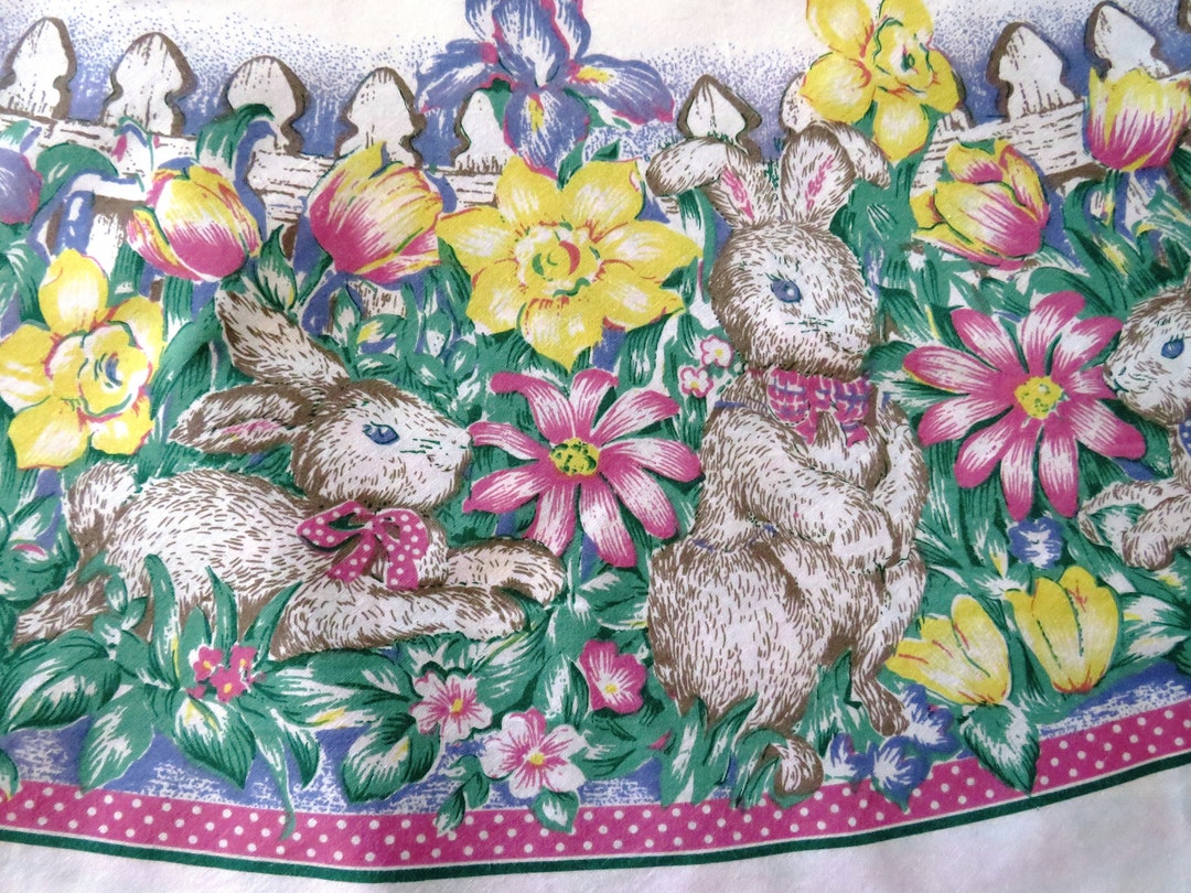 ROUND Easter Bunny Tablecloth - Peter Rabbit Beatrix Potter Style ...