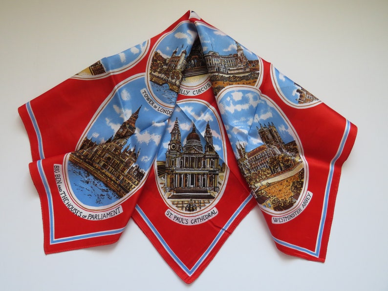 Vintage LONDON England Souvenir Scarf Famous London Sites Etsy