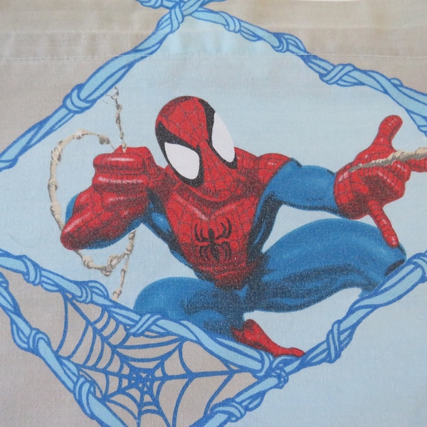 Vintage SPIDERMAN Twin Flat Sheet - Amazing Spider Man Bedding - Comics Super Hero Bedding - Novelty Childrens Bedding - Arts Crafts Fabric