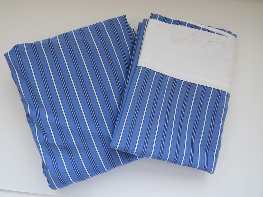 Ralph Lauren TWIN Flat and Fitted Sheet Set Blue White - Etsy