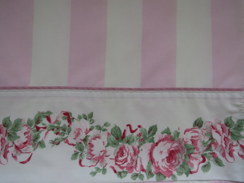 Laura Ashley Queen Flat Sheet Country Rose Wide Pink White Etsy
