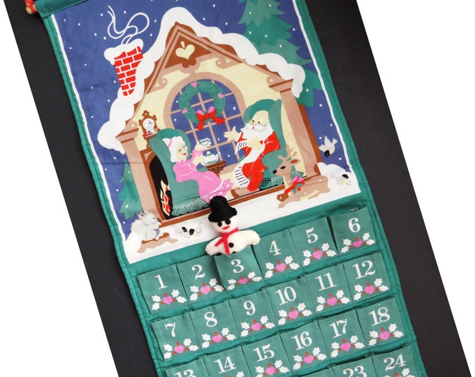 Vintage AVON Christmas Advent Calendar Fabric Holiday Countdown