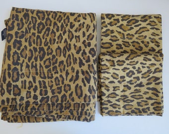 3 Pc QUEEN Sheet Set - Flat Plus 2 Standard Pillowcases - Ralph Lauren Leopard Print -  Aragon Medieval Collection - Safari Bedding - AS IS