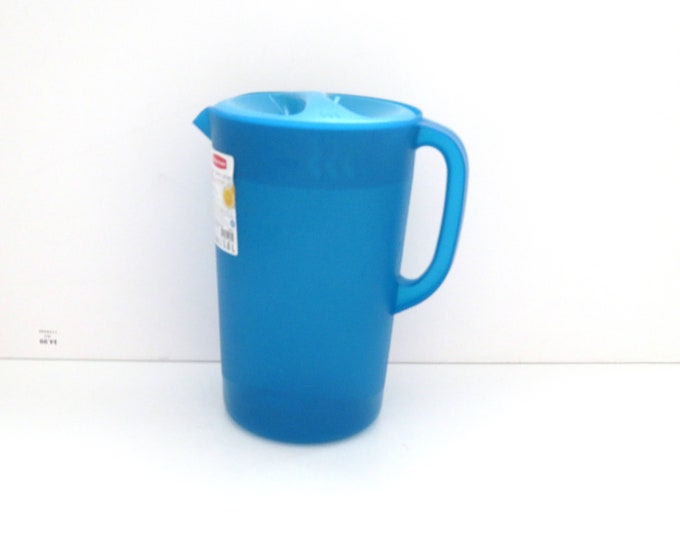 1990 One Gallon RUBBERMAID Juice Pitcher Bright Turquoise Blue Prepare