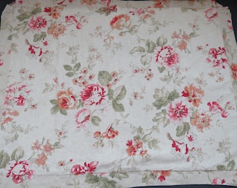 ONE Floral Pillow Sham by Nautica - Pink Rust Roses on Beige - French Country Cottage - Savannah