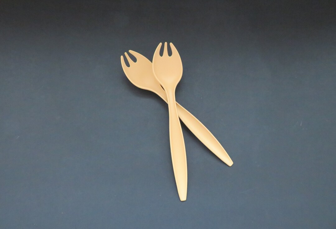 1970s Tupperware Salad Forks Set of 2 Harvest Gold Salad Forks Salad