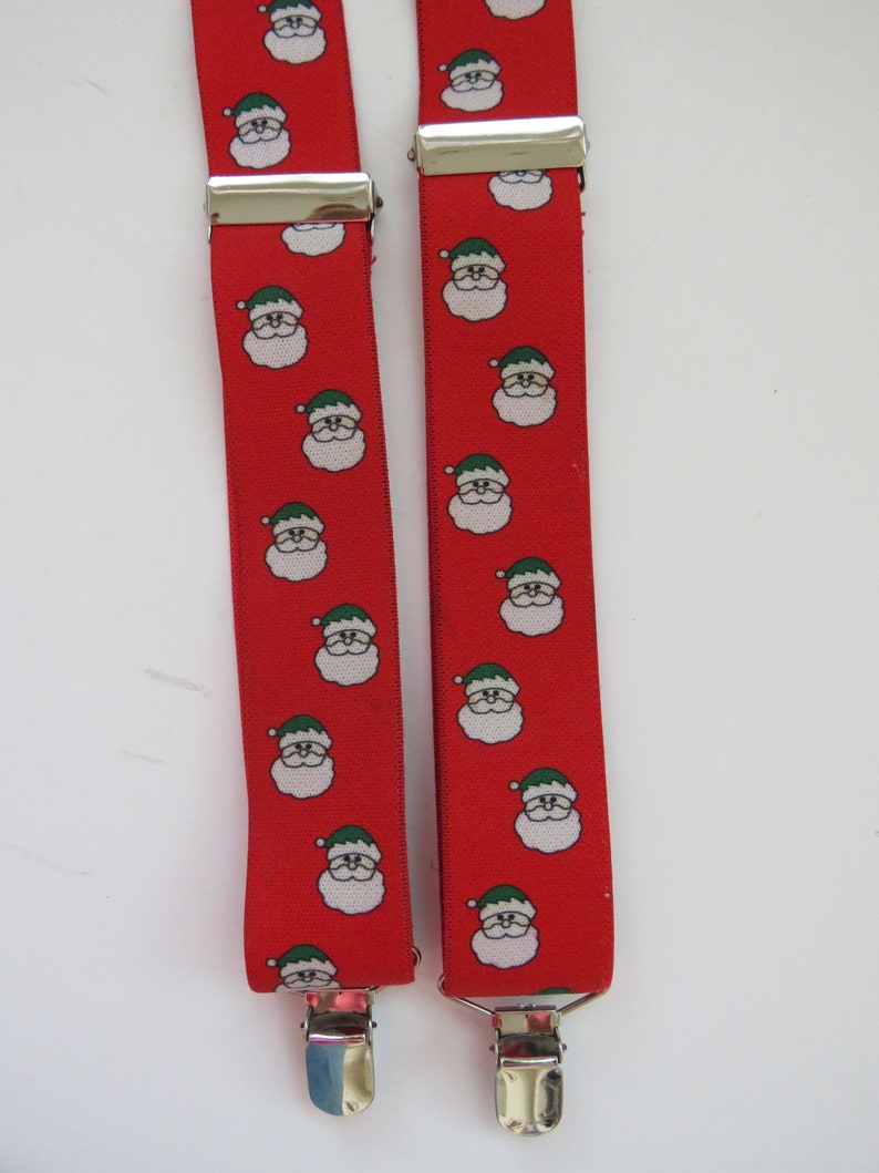 Santa Christmas Suspenders by Gillmons Santa Faces on Red Etsy