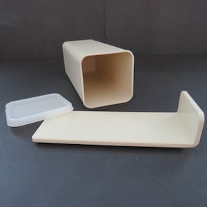 Recipiente corto Tupperware de los años 80 para queso, mantequilla y queso crema - Juego de 3 piezas color beige - Almacenamiento de alimentos de plástico para refrigerador - Coleccionable - Casa rodante o casa móvil