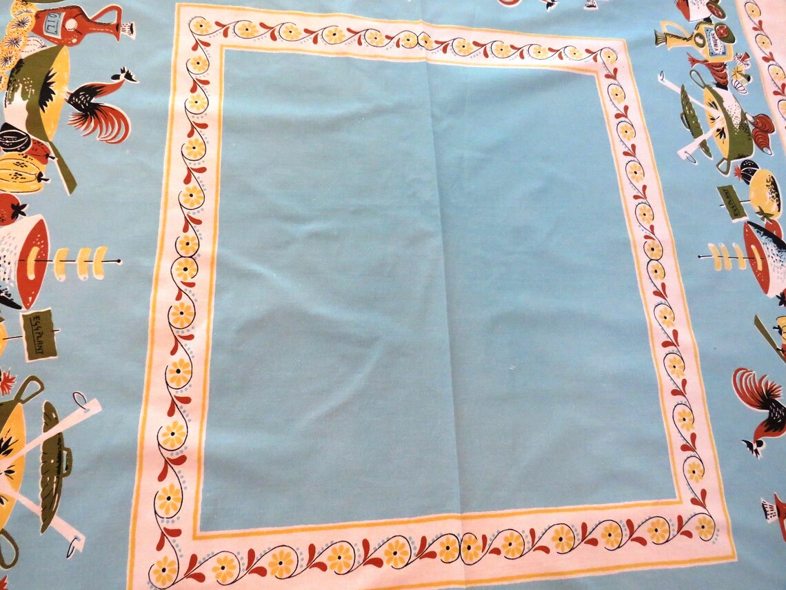 1950s Novelty Conversation Tablecloth Food Preparation Etsy